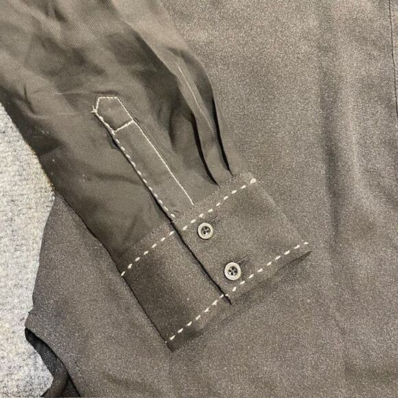 Cowgirl Up Black Sheer Long Sleeve Blouse Top Stitch Western Chic Womens Medium - Picture 3 of 11